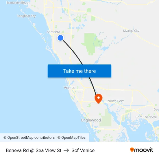 Beneva Rd @ Sea View St to Scf Venice map