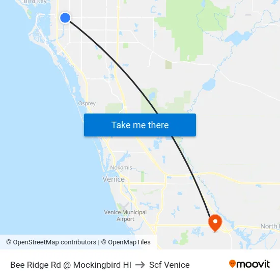 Bee Ridge Rd @ Mockingbird Hl to Scf Venice map