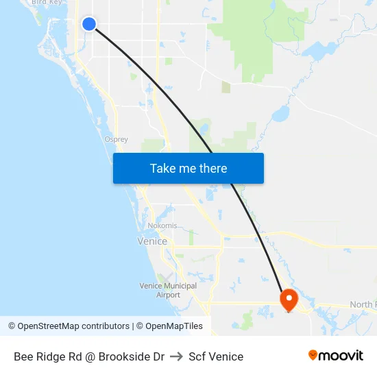 Bee Ridge Rd @ Brookside Dr to Scf Venice map