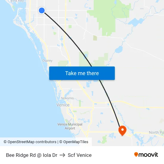 Bee Ridge Rd @ Iola Dr to Scf Venice map