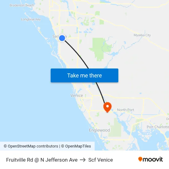 Fruitville Rd @ N Jefferson Ave to Scf Venice map