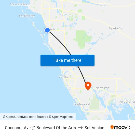 Cocoanut Ave @ Boulevard Of the Arts to Scf Venice map