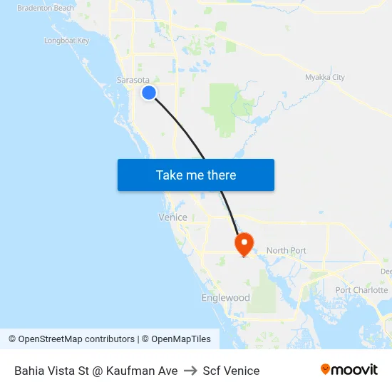 Bahia Vista St @ Kaufman Ave to Scf Venice map