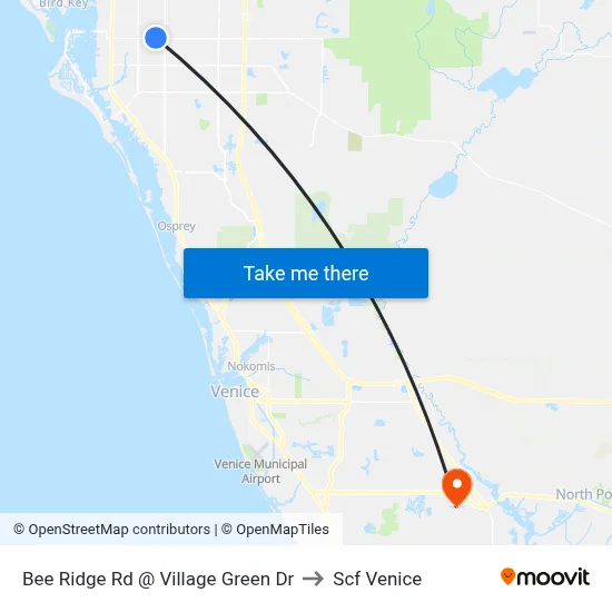 Bee Ridge Rd @ Village Green Dr to Scf Venice map