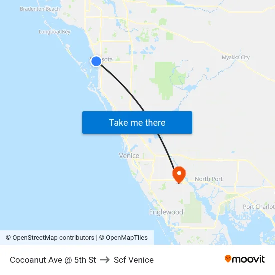 Cocoanut Ave @ 5th St to Scf Venice map