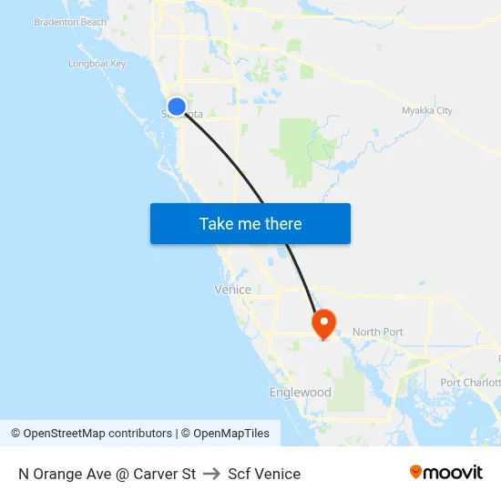 N Orange Ave @ Carver St to Scf Venice map