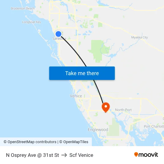 N Osprey Ave @ 31st St to Scf Venice map