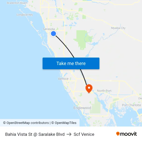 Bahia Vista St @ Saralake Blvd to Scf Venice map