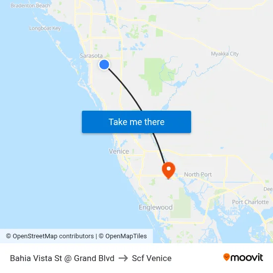 Bahia Vista St @ Grand Blvd to Scf Venice map