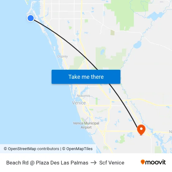 Beach Rd @ Plaza Des Las Palmas to Scf Venice map