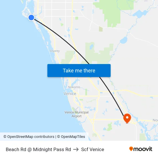Beach Rd @ Midnight Pass Rd to Scf Venice map