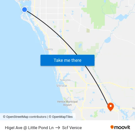 Higel Ave @ Little Pond Ln to Scf Venice map