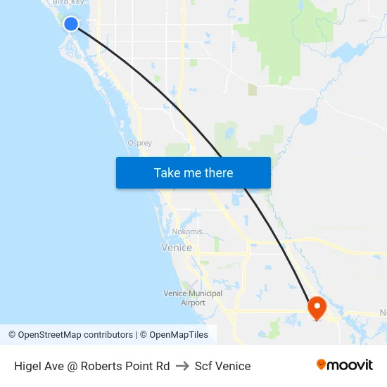 Higel Ave @ Roberts Point Rd to Scf Venice map