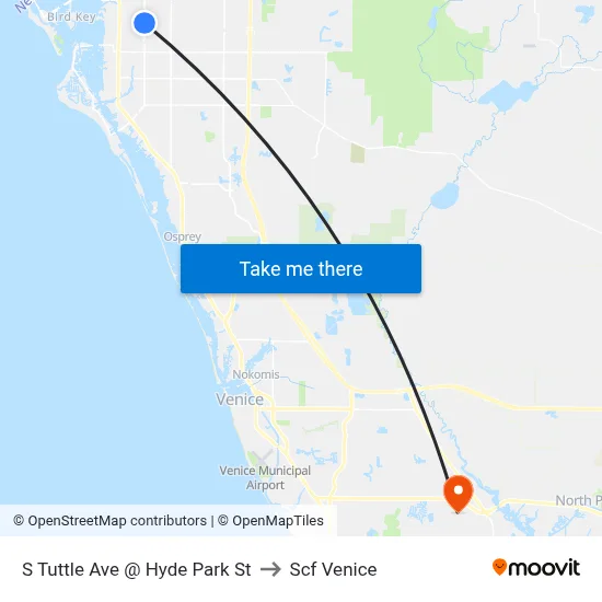 S Tuttle Ave @ Hyde Park St to Scf Venice map