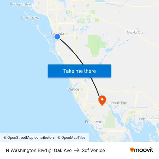 N Washington Blvd @ Oak Ave to Scf Venice map