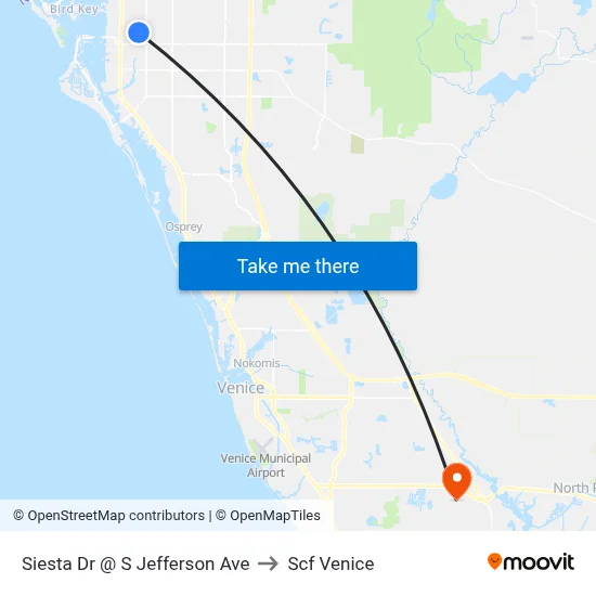 Siesta Dr @ S Jefferson Ave to Scf Venice map