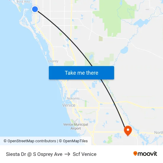 Siesta Dr @ S Osprey Ave to Scf Venice map