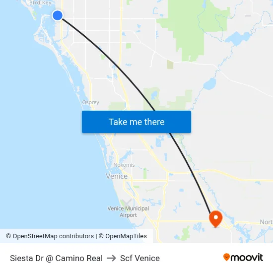 Siesta Dr @ Camino Real to Scf Venice map