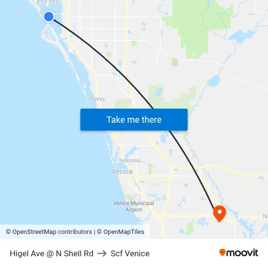Higel Ave @ N Shell Rd to Scf Venice map
