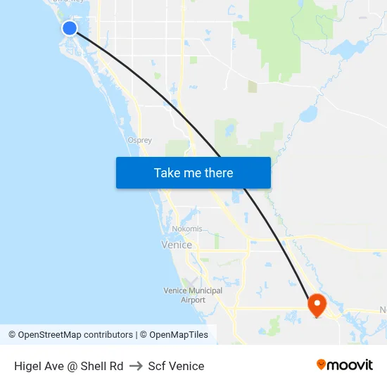 Higel Ave @ Shell Rd to Scf Venice map