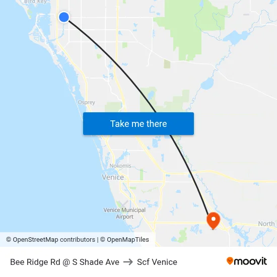 Bee Ridge Rd @ S Shade Ave to Scf Venice map