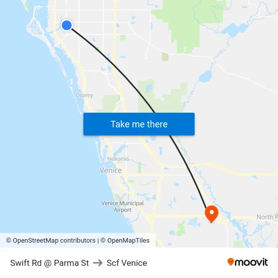 Swift Rd @ Parma St to Scf Venice map