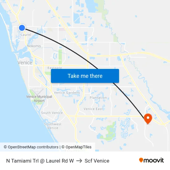 N Tamiami Trl @ Laurel Rd W to Scf Venice map