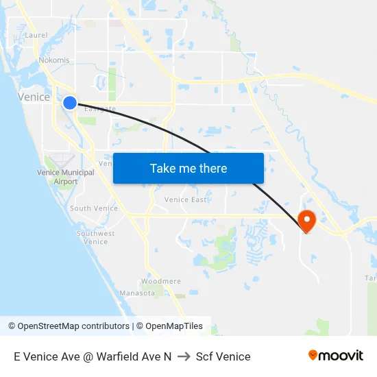 E Venice Ave @ Warfield Ave N to Scf Venice map