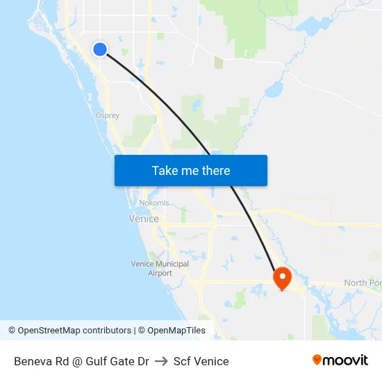 Beneva Rd @ Gulf Gate Dr to Scf Venice map