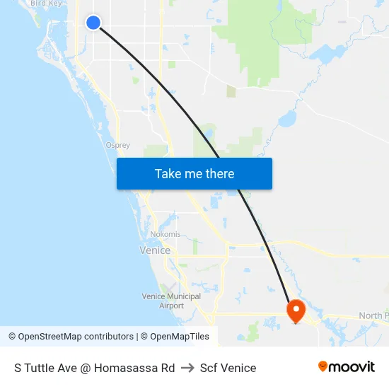 S Tuttle Ave @ Homasassa Rd to Scf Venice map