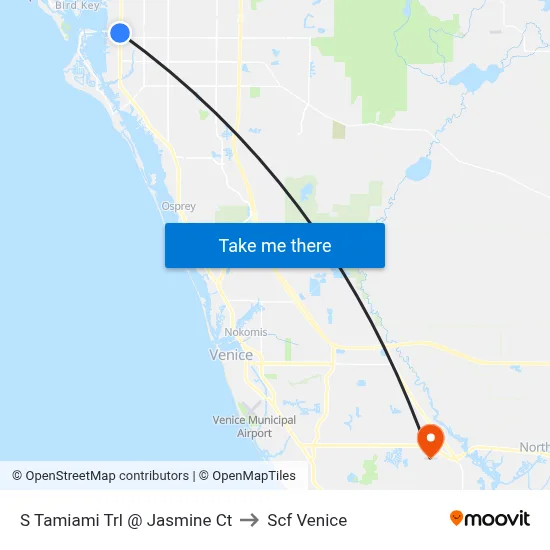 S Tamiami Trl @ Jasmine Ct to Scf Venice map