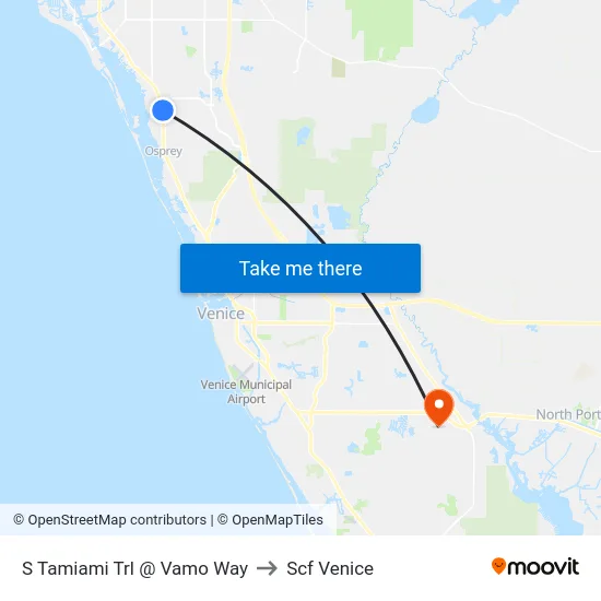 S Tamiami Trl @ Vamo Way to Scf Venice map