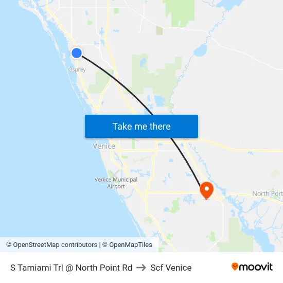 S Tamiami Trl @ North Point Rd to Scf Venice map