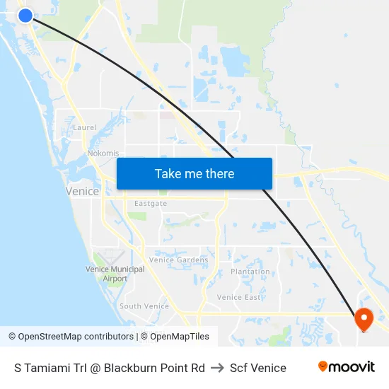 S Tamiami Trl @ Blackburn Point Rd to Scf Venice map