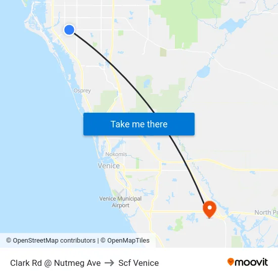 Clark Rd @ Nutmeg Ave to Scf Venice map