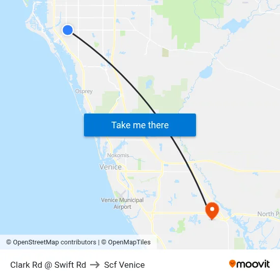 Clark Rd @ Swift Rd to Scf Venice map