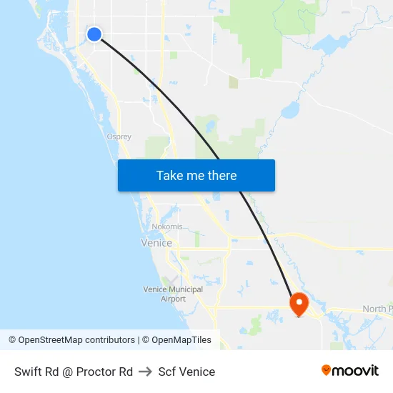 Swift Rd @ Proctor Rd to Scf Venice map