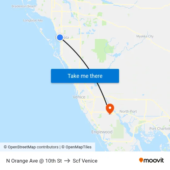 N Orange Ave @ 10th St to Scf Venice map