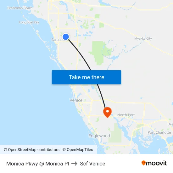 Monica Pkwy @ Monica Pl to Scf Venice map
