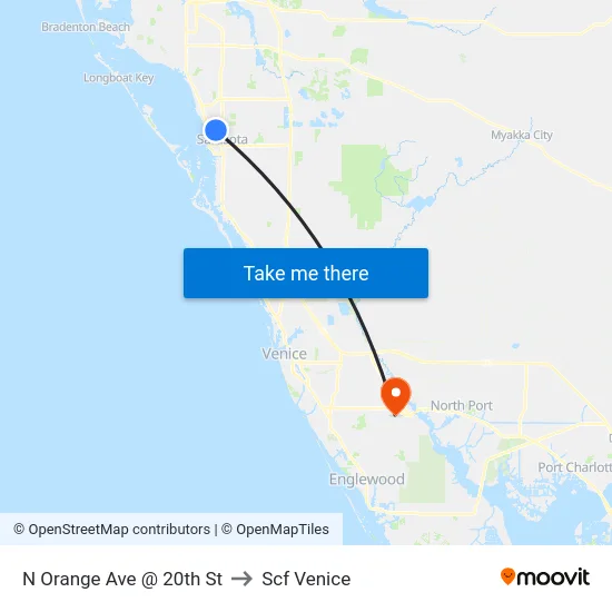 N Orange Ave @ 20th St to Scf Venice map
