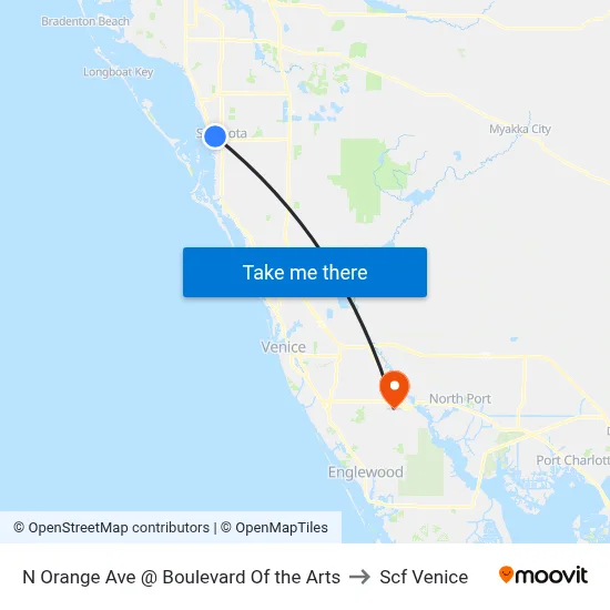N Orange Ave @ Boulevard Of the Arts to Scf Venice map