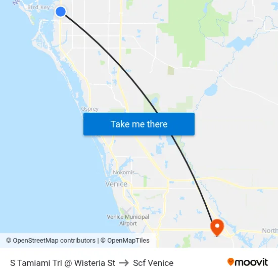 S Tamiami Trl @ Wisteria St to Scf Venice map