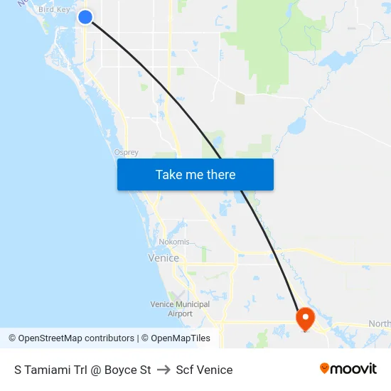 S Tamiami Trl @ Boyce St to Scf Venice map