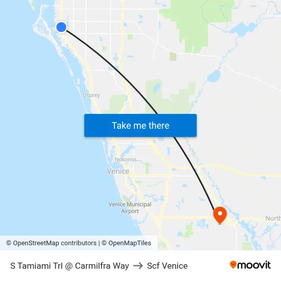 S Tamiami Trl @ Carmilfra Way to Scf Venice map