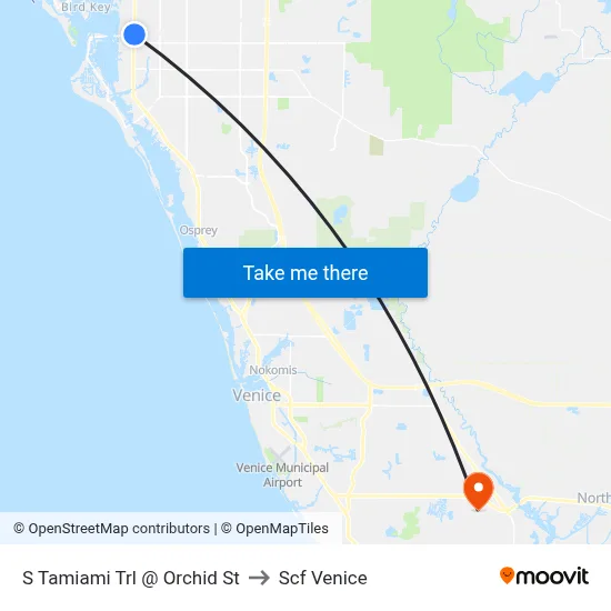 S Tamiami Trl @ Orchid St to Scf Venice map