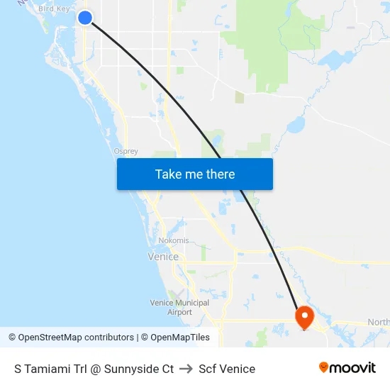 S Tamiami Trl @ Sunnyside Ct to Scf Venice map