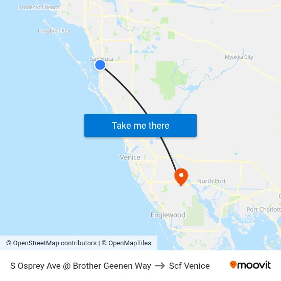S Osprey Ave @ Brother Geenen Way to Scf Venice map