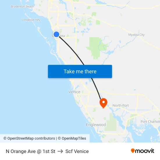 N Orange Ave @ 1st St to Scf Venice map