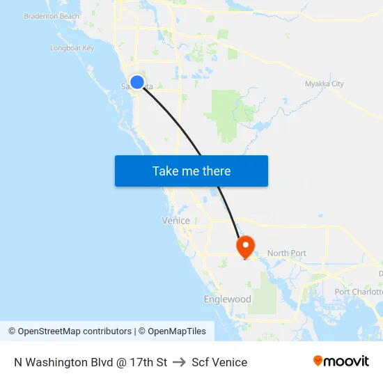 N Washington Blvd @ 17th St to Scf Venice map