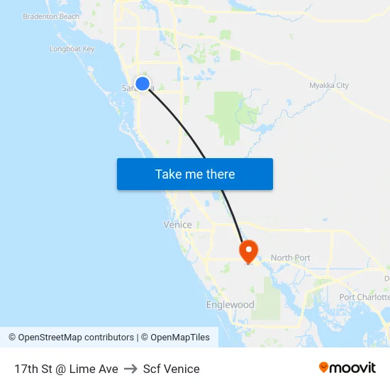 17th St @ Lime Ave to Scf Venice map